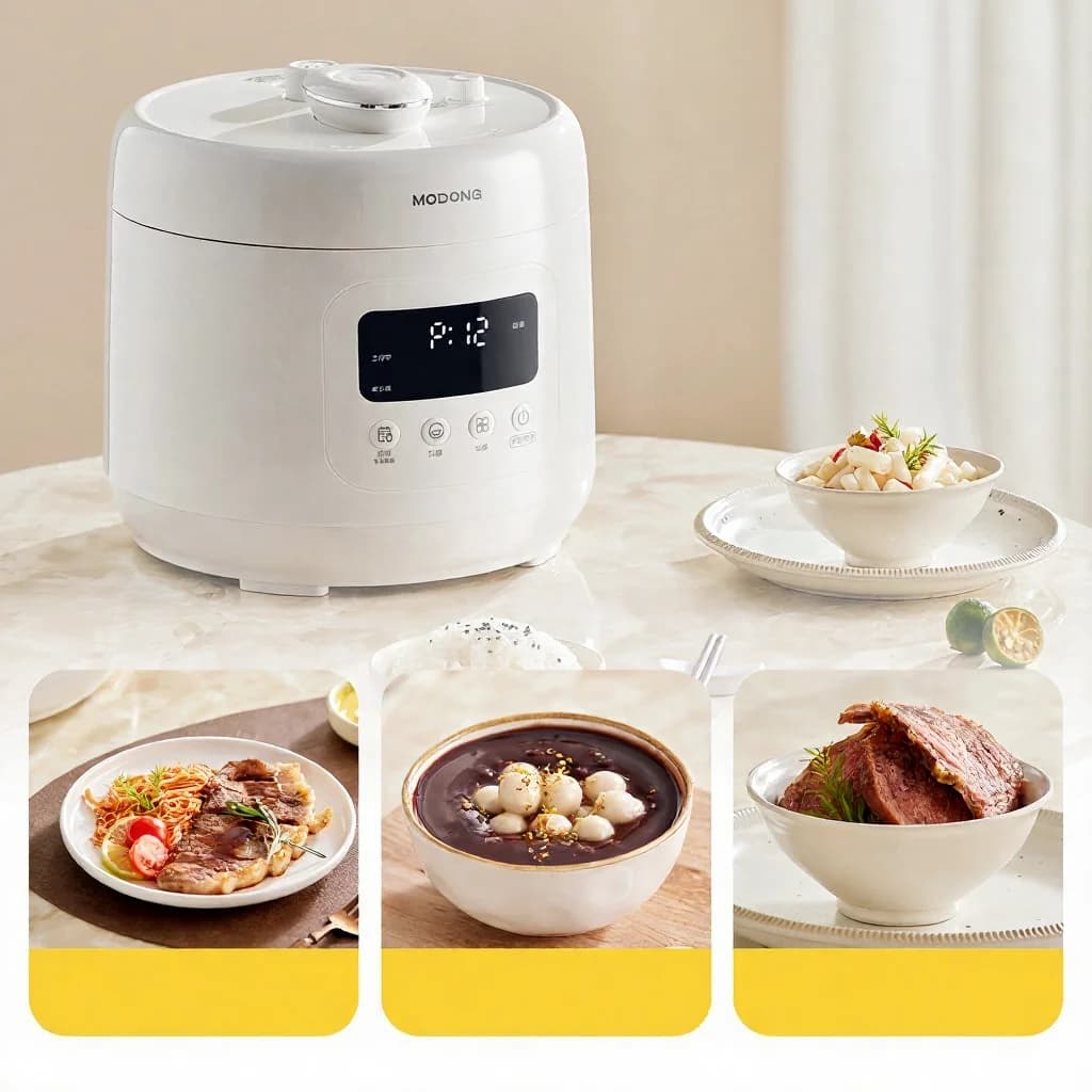 หม้ออัดแรงดันไฟฟ้า 4L พร้อมหม้อในเซรามิก 800W ตั้งเวลา 17-24H