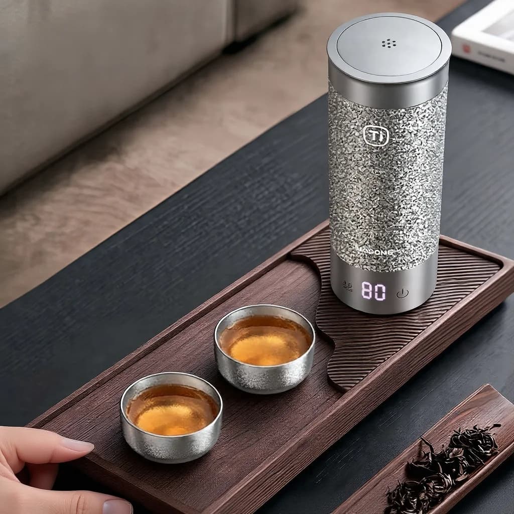 ชุดถ้วยชา Gongfu ไทเทเนียมแท้ 55ml งานแฮนด์เมด ผิวเรียบ