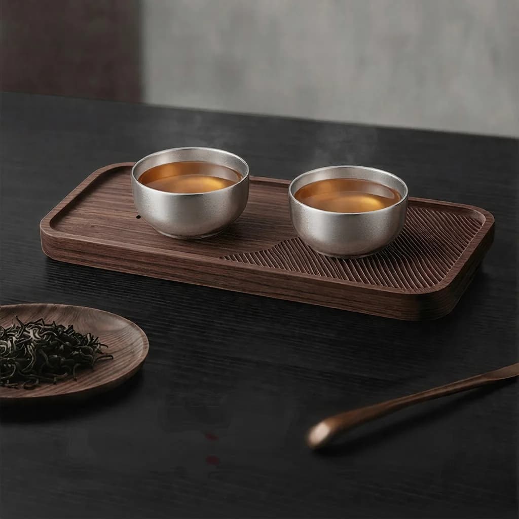 ชุดถ้วยชา Gongfu ไทเทเนียมแท้ 55ml งานแฮนด์เมด ผิวเรียบ
