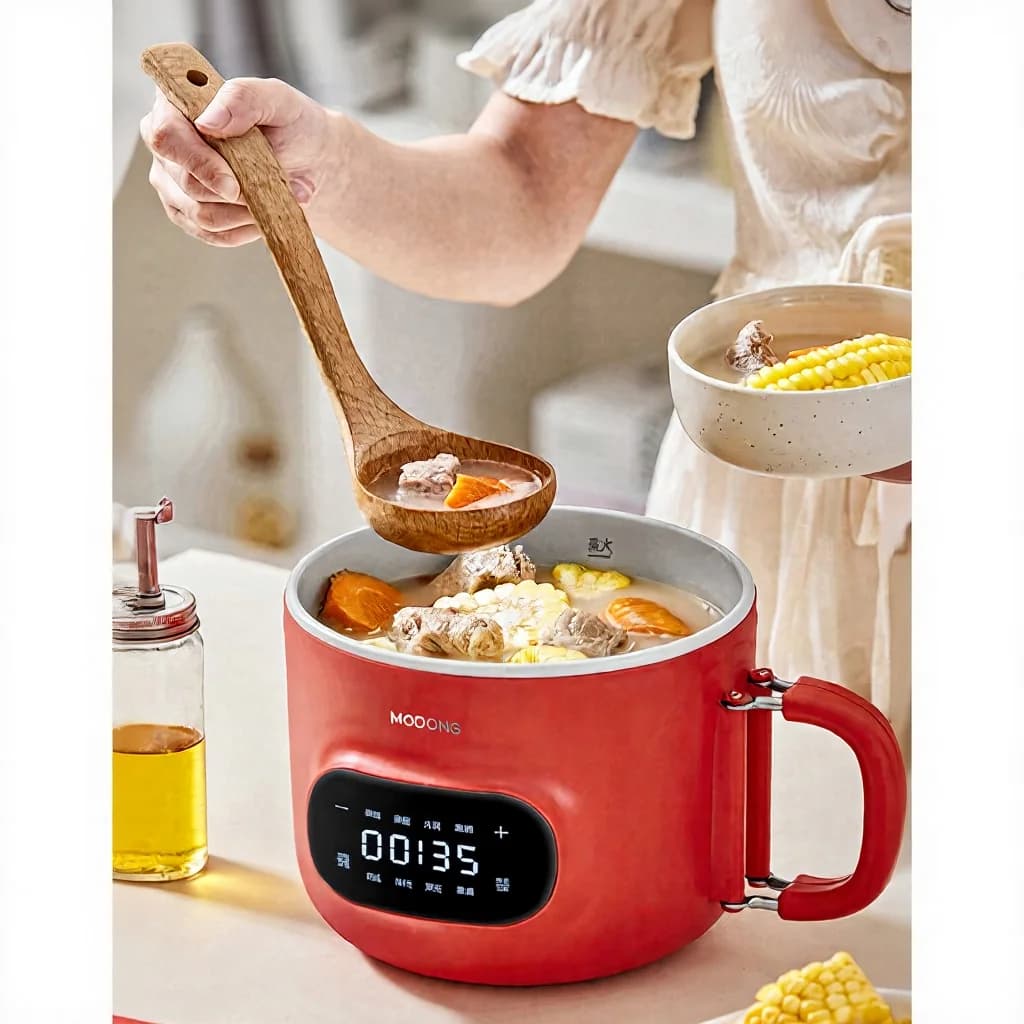 หม้อหุงอาหารไฟฟ้า 2.5L พร้อมซึ้งนึ่งและหม้อในเซรามิก