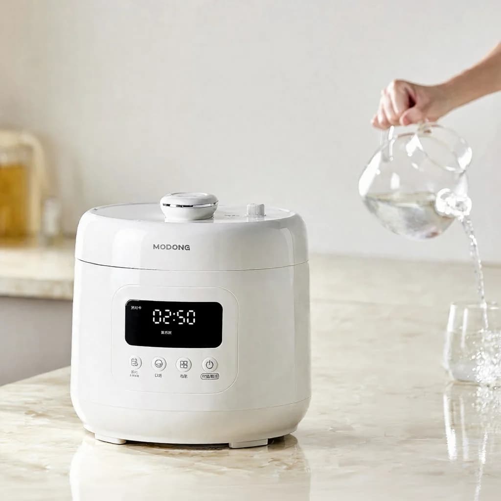 หม้ออัดแรงดันไฟฟ้า 4L พร้อมหม้อในเซรามิก 800W ตั้งเวลา 17-24H