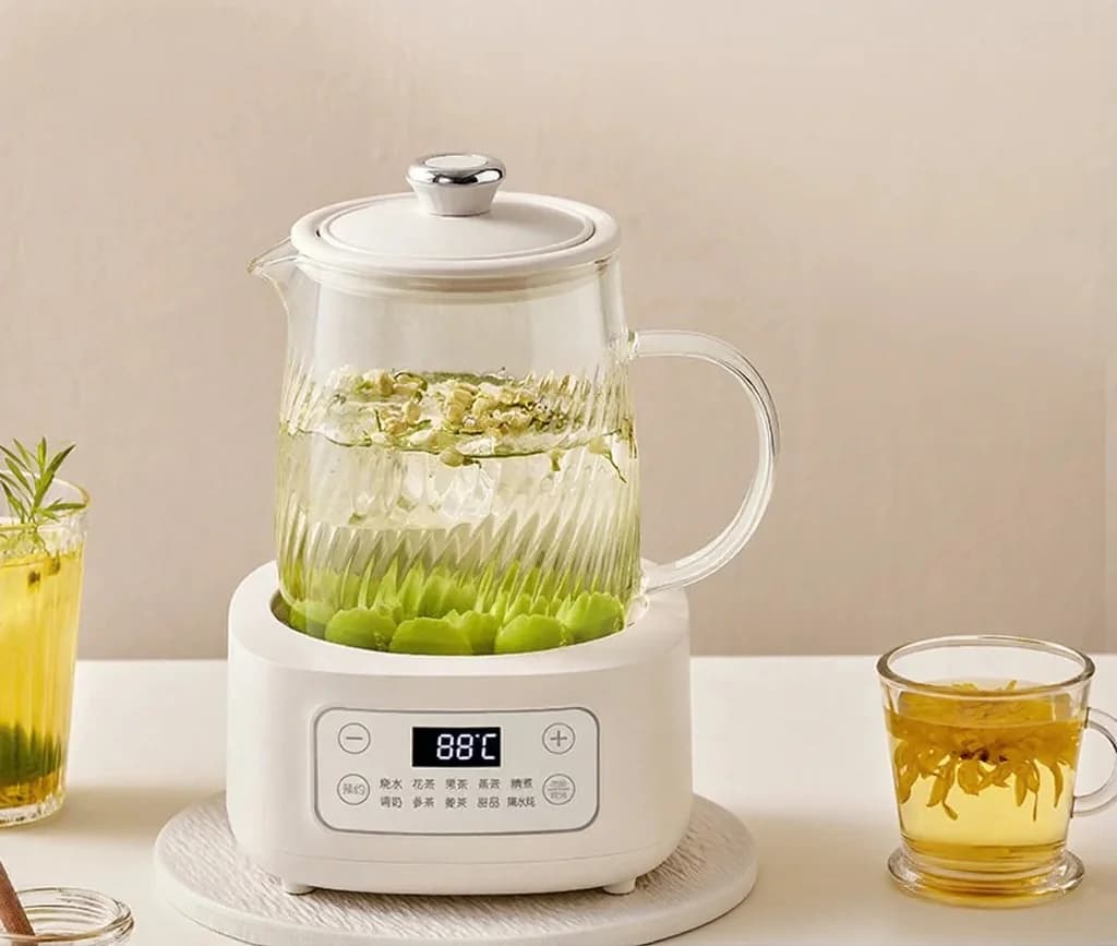 หม้อต้มสมุนไพรไฟฟ้าแบบแก้ว 1-1.5L ระบบสัมผัส สำหรับชงชา