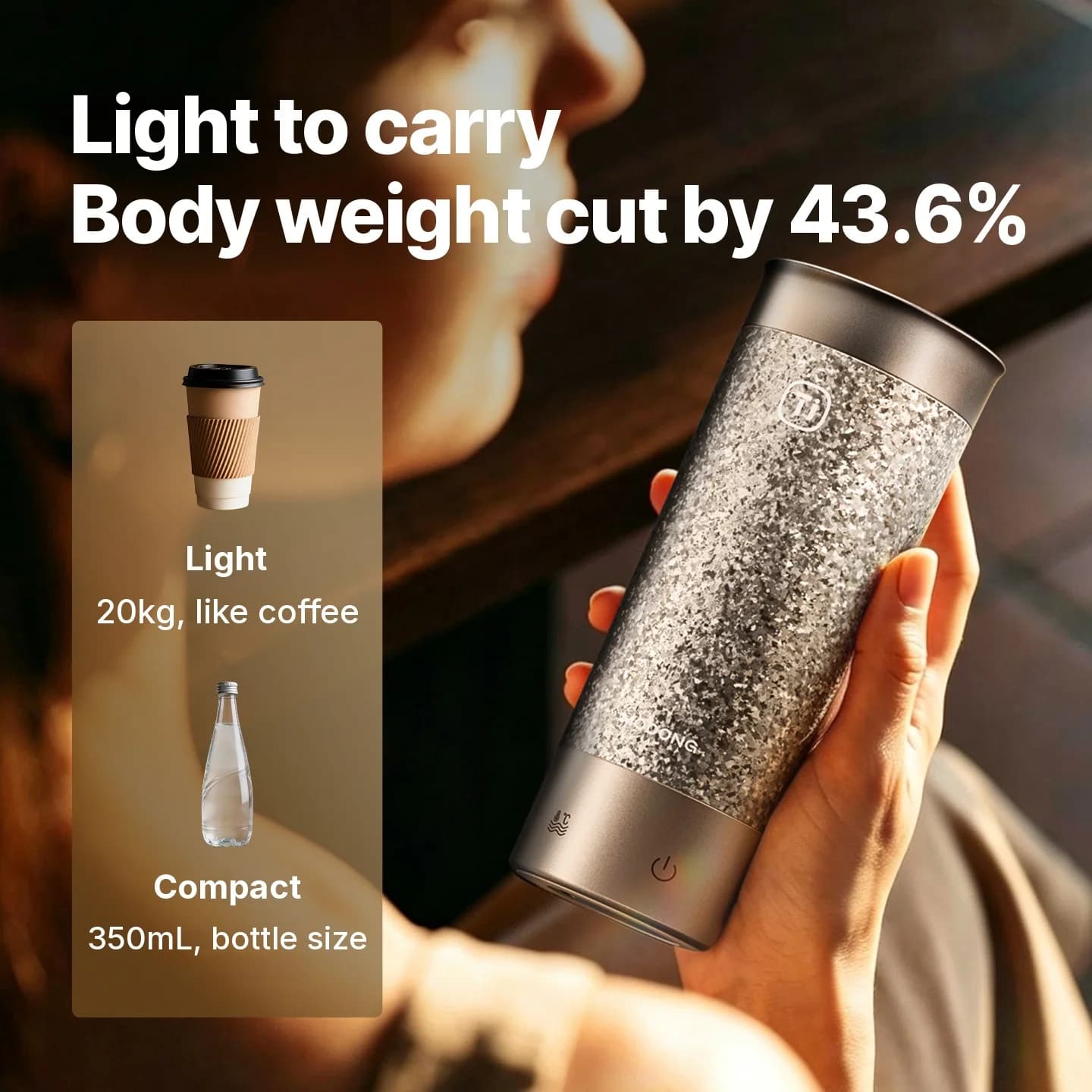 แก้วท่องเที่ยวไฟฟ้าไทเทเนียม 350ml พร้อมควบคุมอุณหภูมิ