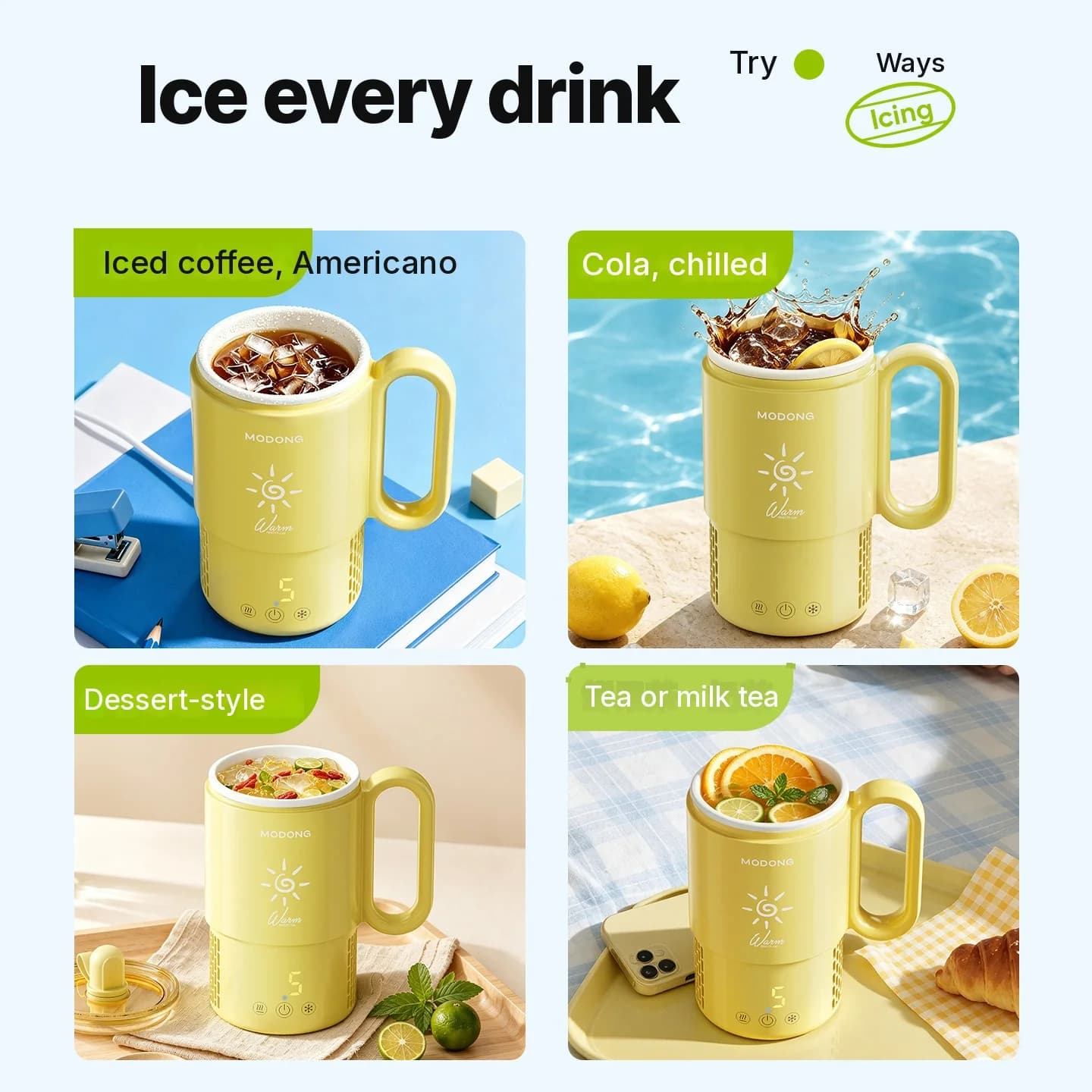 แก้วทำความเย็นและให้ความร้อนขนาดเล็ก 450mL 36W ระบบสัมผัส