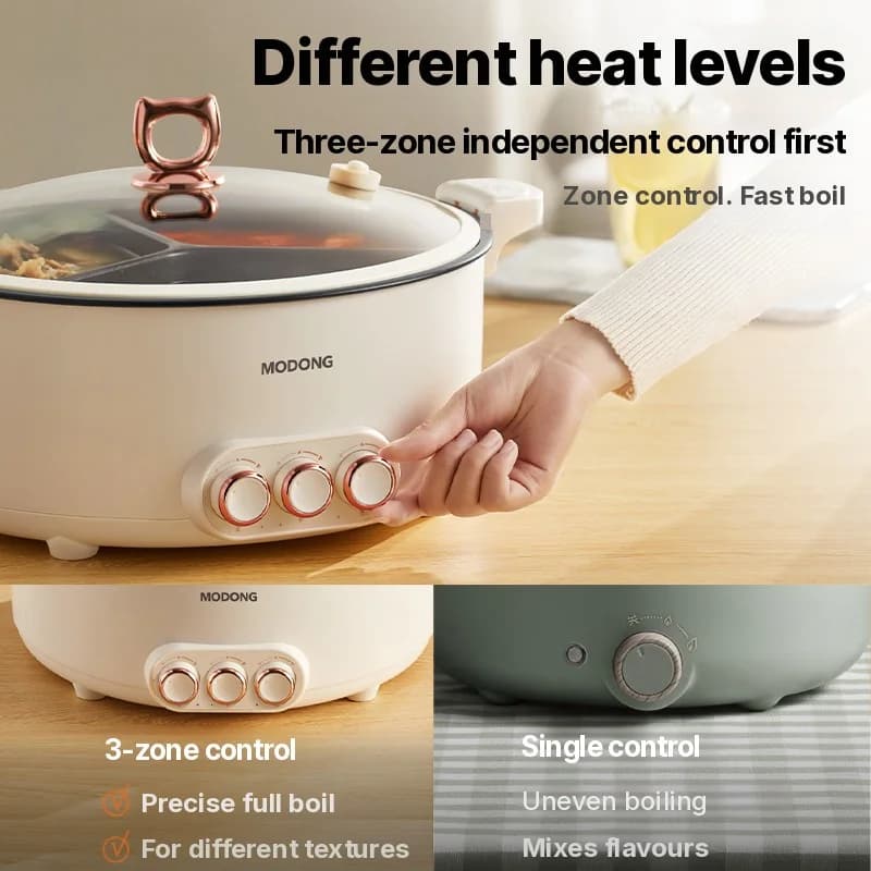 หม้อสุกี้ไฟฟ้าแบบมีช่องแบ่ง 6L-8L, 220V, 5-6 คน