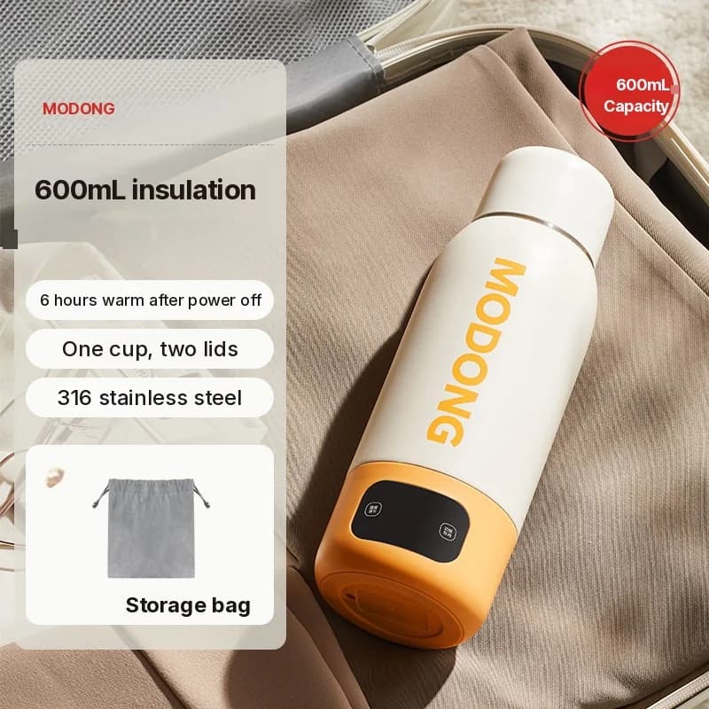 แก้วต้มน้ำไฟฟ้าแบบพกพา 600ml ซับใน 316 เก็บความร้อนด้วยสุญญากาศ