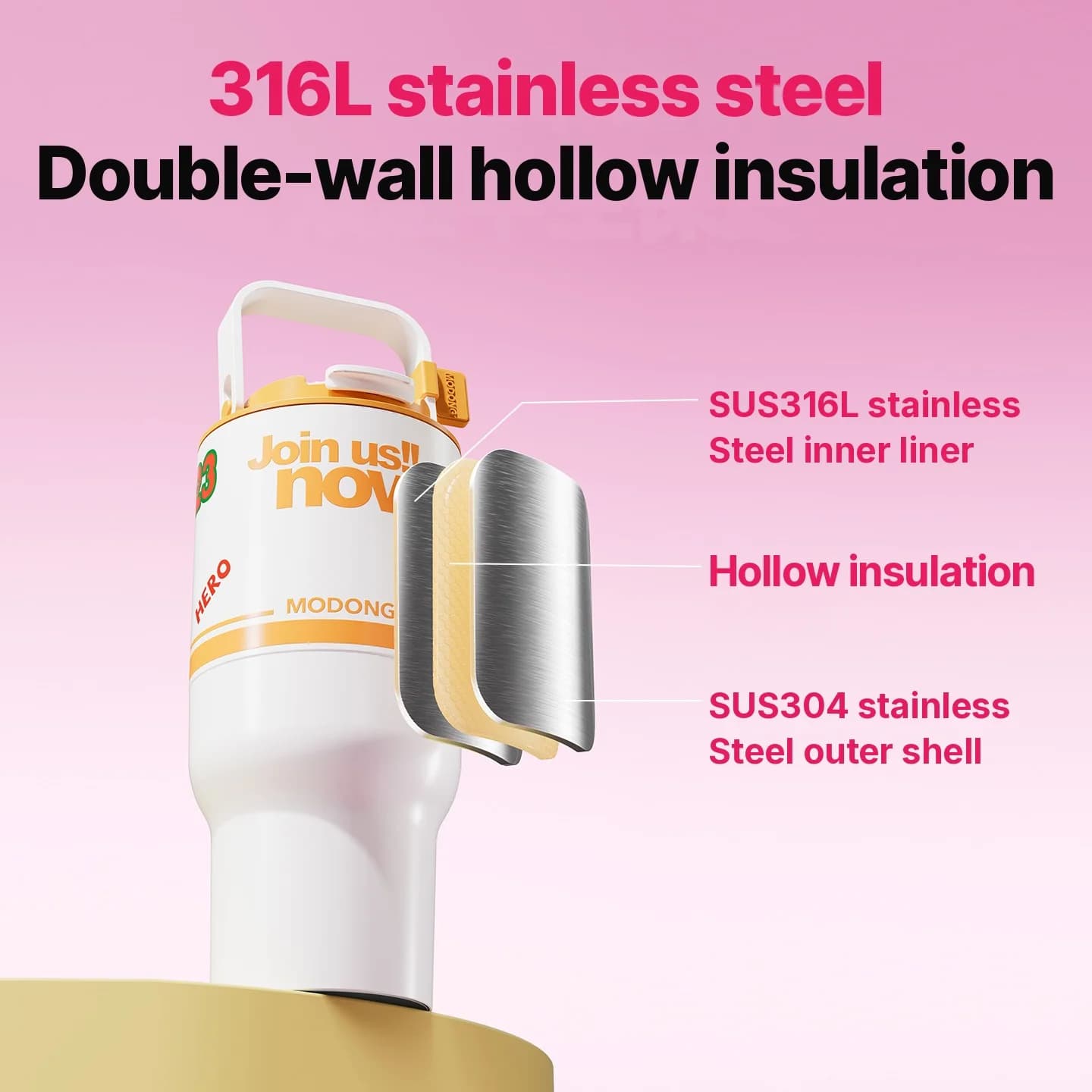 แก้วอุ่นไฟฟ้าพร้อมคน แบบพกพา 220V 2500W 316 Steel