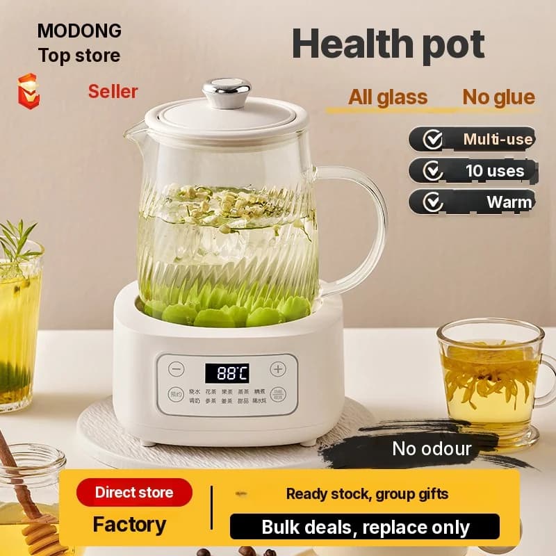 หม้อต้มไฟฟ้าแก้ว 1-1.5L ควบคุมแบบสัมผัส สำหรับชงชา