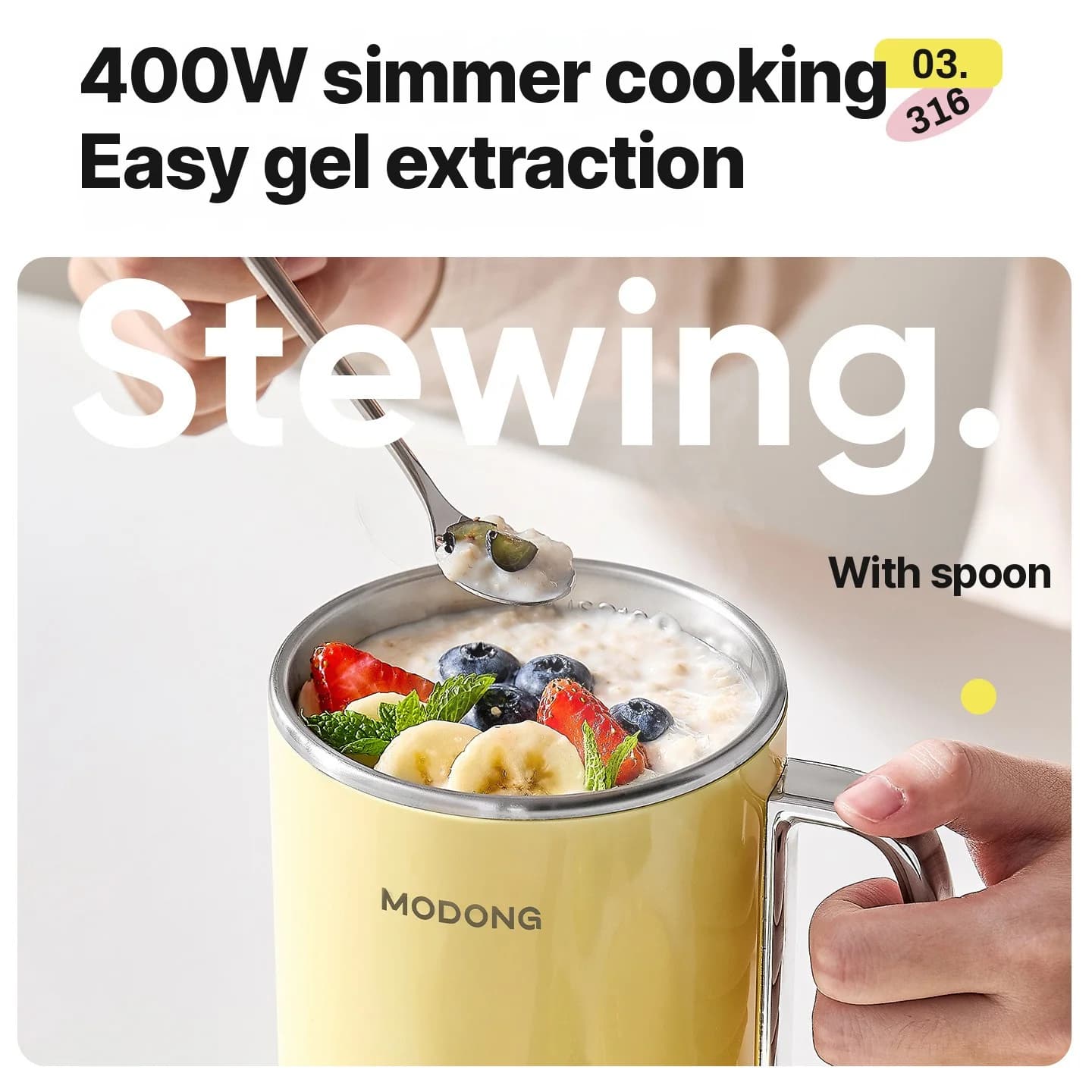 หม้อหุงโจ๊กไฟฟ้ามินิ 1L ควบคุมแบบสัมผัส 220V