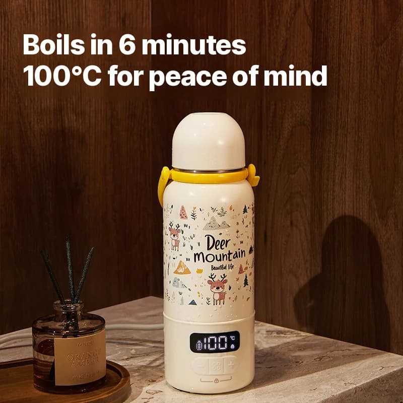 แก้วทำความร้อนน้ำไฟฟ้าแบบพกพา พร้อมต้มได้ถึง 100°C และเทอร์โมสตัท