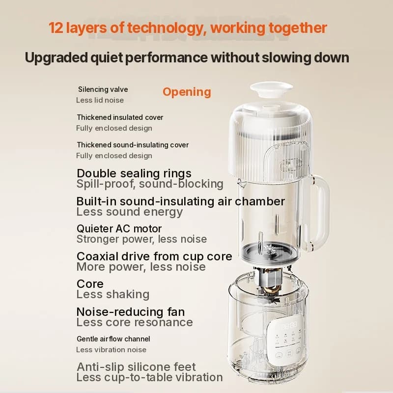 เครื่องปั่นอุ่นอาหาร 1.2L พร้อมระบบสัมผัส ตัวเครื่องแก้ว