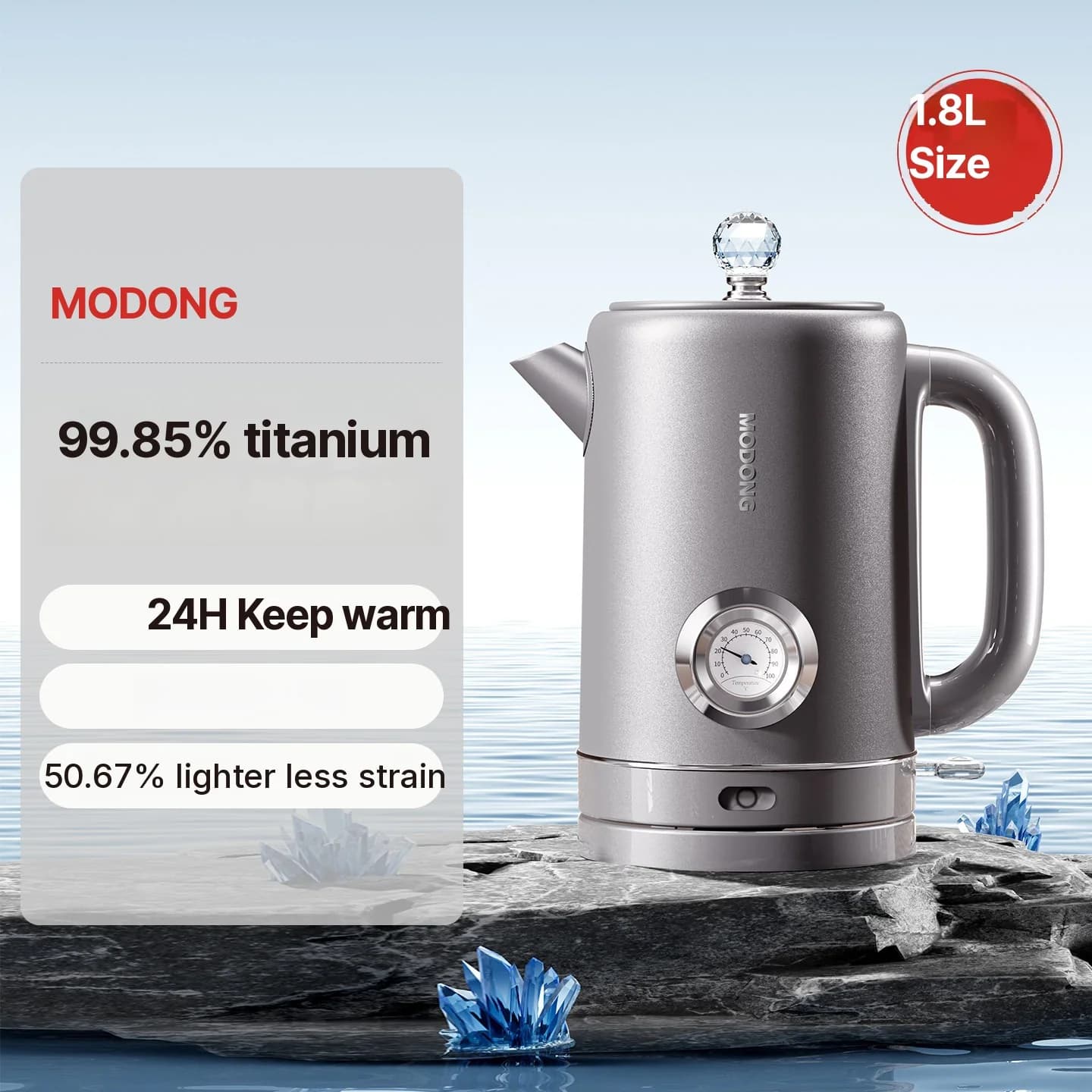 กาต้มน้ำไฟฟ้าสแตนเลส 304 1.8L อุ่นร้อน 1500W