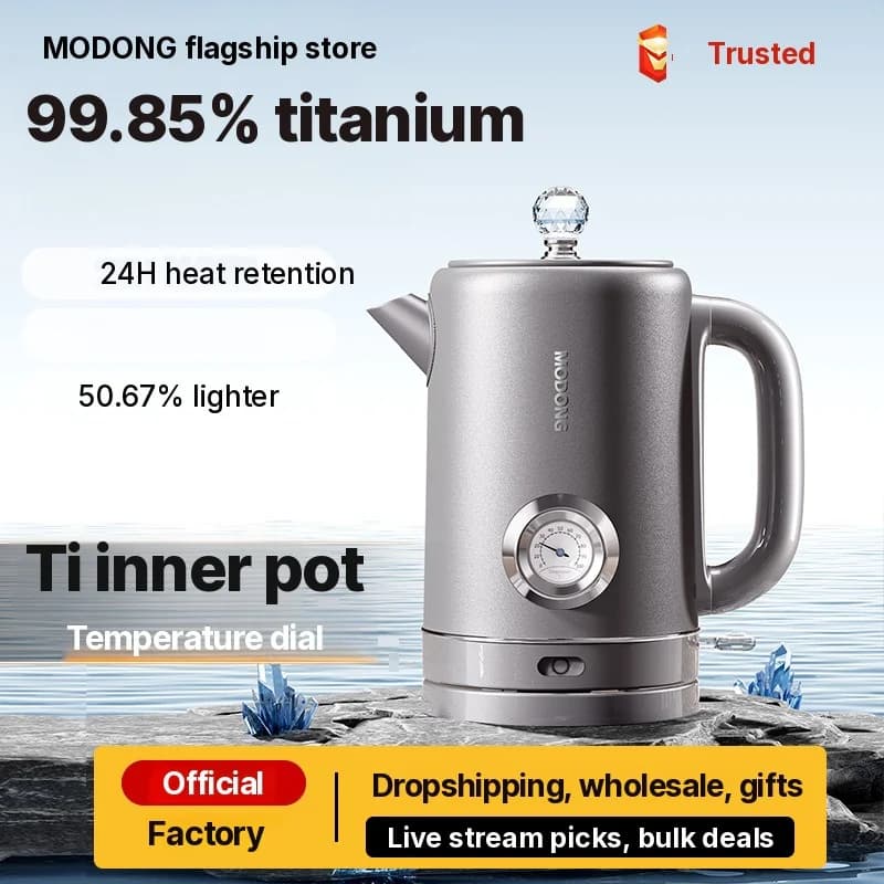 กาต้มน้ำไฟฟ้าไทเทเนียมแท้ 1.8L พร้อมหน้าจอแสดงอุณหภูมิ