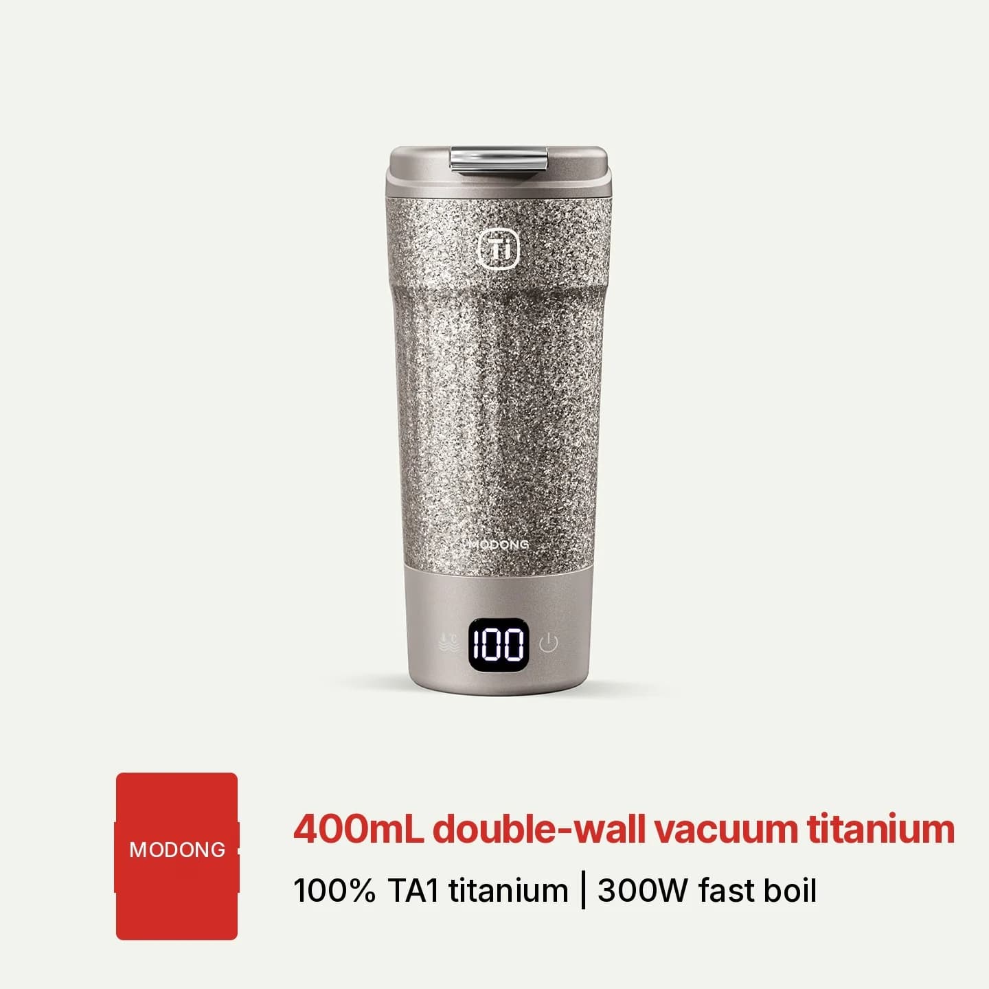 แก้วต้มไฟฟ้าไทเทเนียมแบบพกพา 400ml แสดงอุณหภูมิ