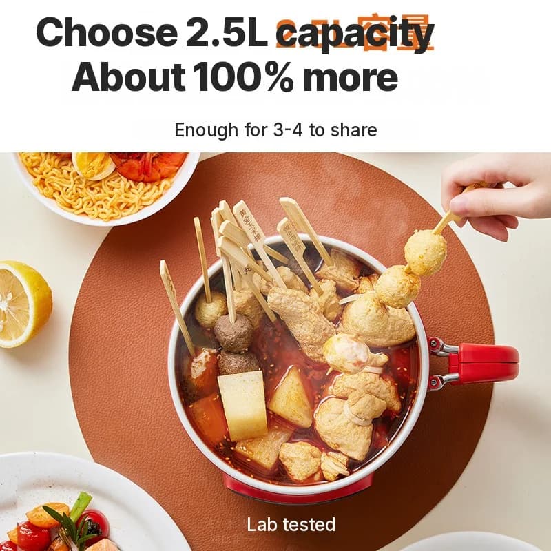 หม้อหุงอาหารไฟฟ้า 2.5L พร้อมซึ้งนึ่งและหม้อในเซรามิก