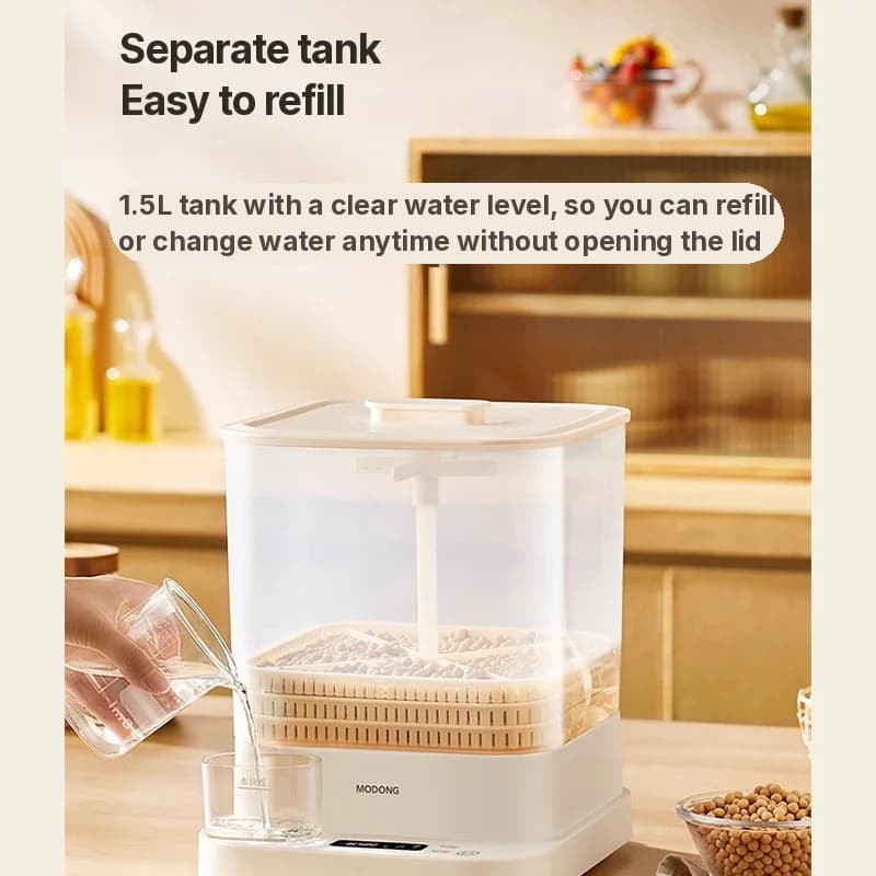 เครื่องเพาะถั่วงอกไฟฟ้าสำหรับบ้าน 1.5L 20W 3 ชั้น