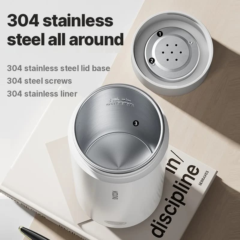 แก้วน้ำไฟฟ้าพกพา สแตนเลส 304 ความจุ 300ml 220V