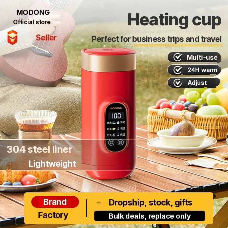 แก้วน้ำร้อนไฟฟ้าแบบพกพา 650ml ซับใน 304 220V