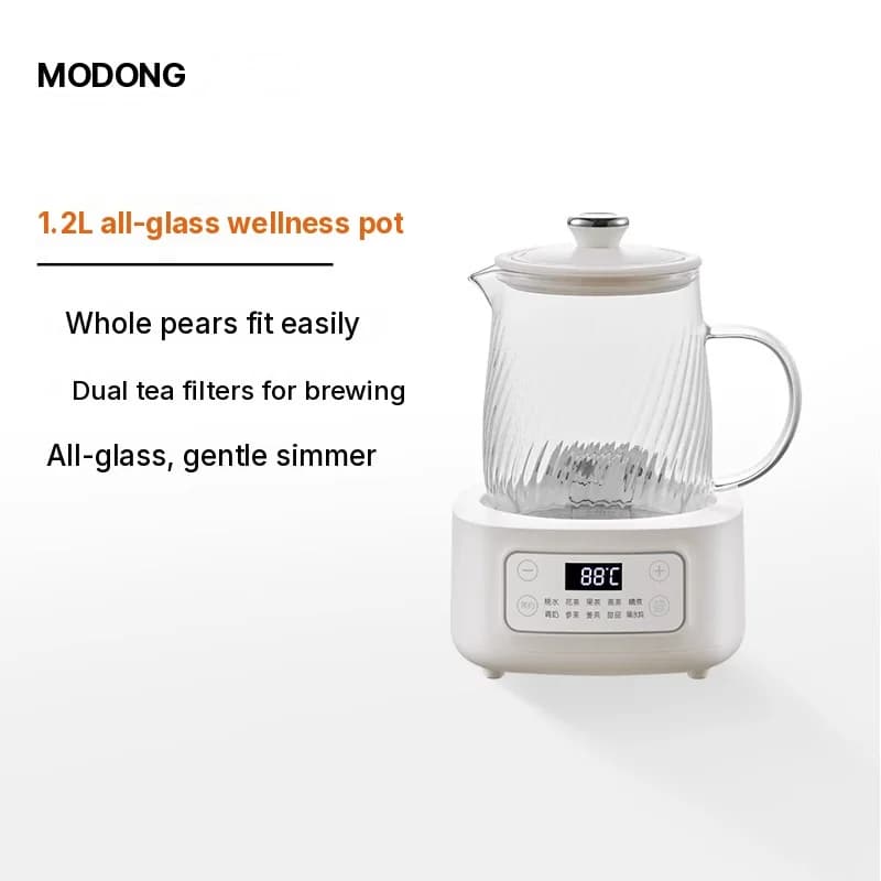 หม้อต้มสมุนไพรไฟฟ้าแบบแก้ว 1-1.5L ระบบสัมผัส สำหรับชงชา