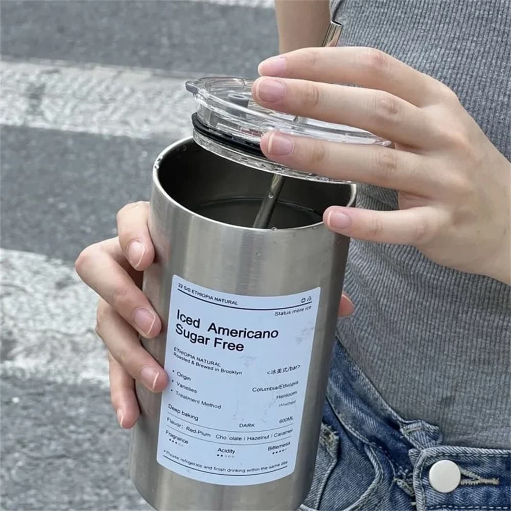 แก้วเก็บความร้อนหลอดดูด 600ml