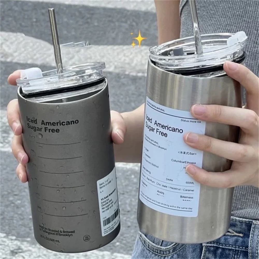 แก้วเก็บความร้อนหลอดดูด 600ml